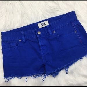 🐻 VS PINK Blue Frayed Denim Jean Mini Shorts